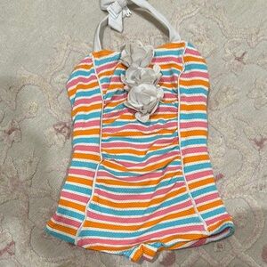 Janie and Jack Orange and Blue One-Piece Swimsuit